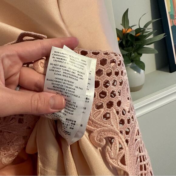 NWT Stella McCartney Pink Cotton Silk Lace Embroidered Shift Mini Dress 42 M - Picture 8 of 16